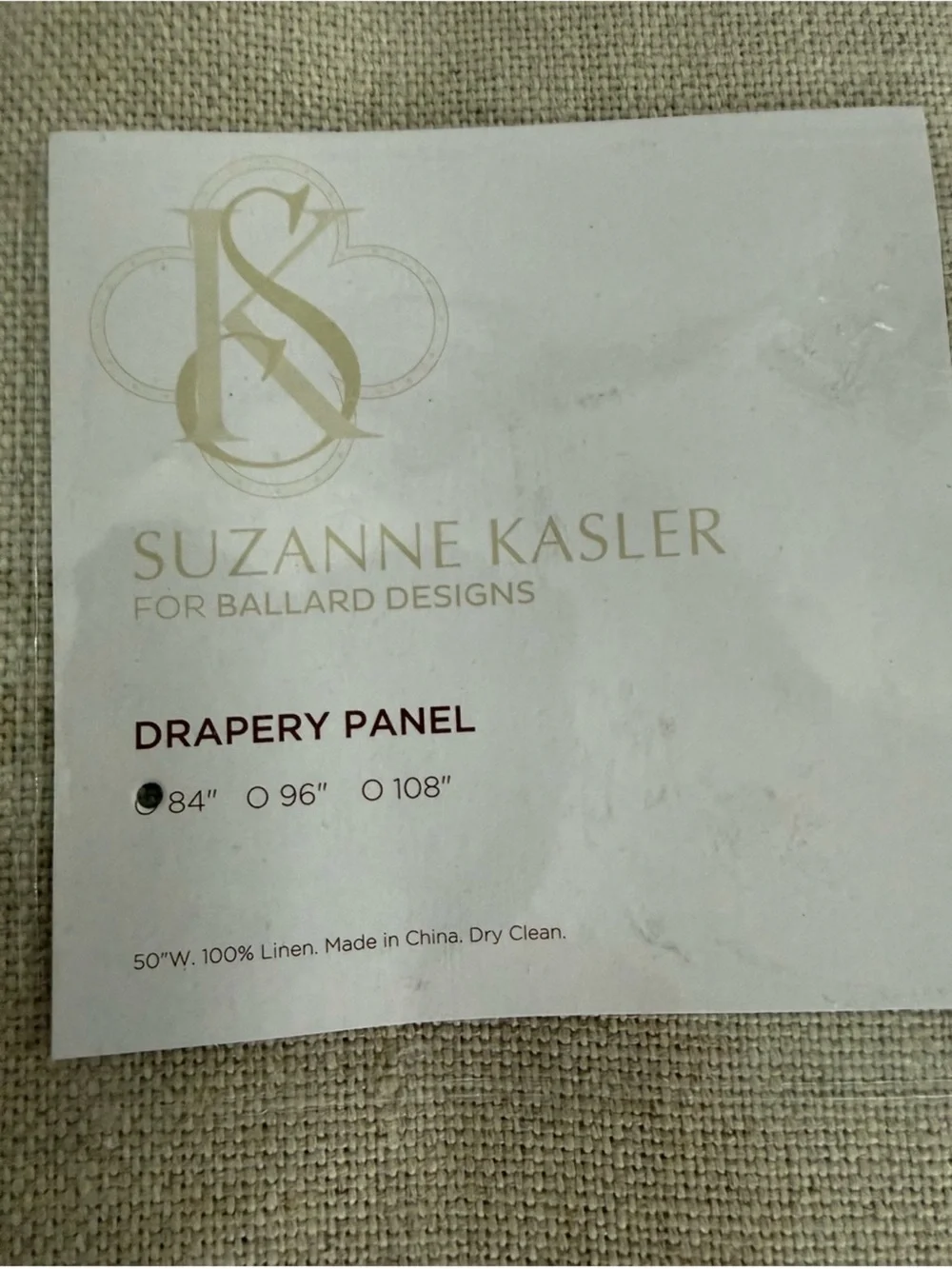 Suzanne Kasler for Ballard Designs 50x84” Drapery Panel Linen Flax 13oz SK Sig.